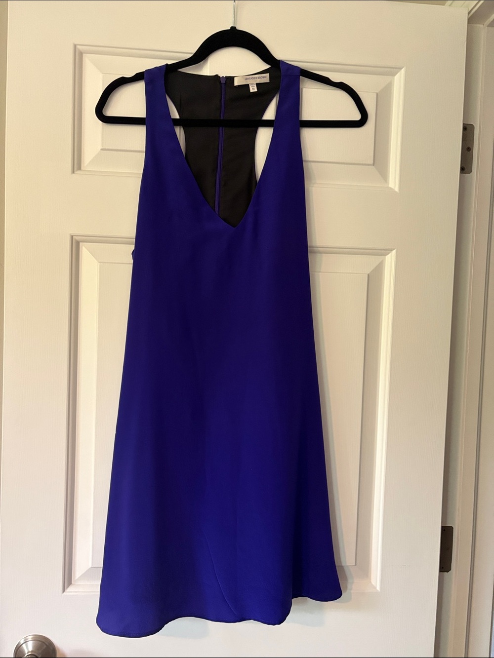 Lavender Brown Sleeveless V-Neck Cobalt Mini Dress